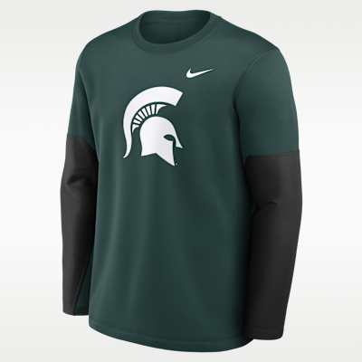 Michigan State Sideline Coach Men's Nike Therma-FIT College Long-Sleeve T-Shirt