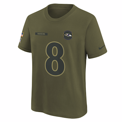 Playera Nike de la NFL para niños talla grande Lamar Jackson Baltimore Ravens Salute to Service