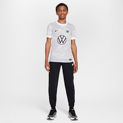 Koszulka piłkarska z krótkim rękawem dla dużych dzieci Nike Dri-FIT Vfl Wolfsburg Stadium 2025/2026 (wersja wyjazdowa) – replika