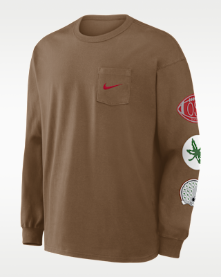Мужская футболка Ohio State Academic Max90 Pocket Nike College Long-Sleeve