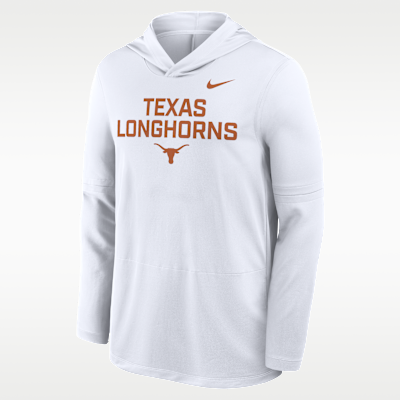 Playera de manga larga universitaria Nike Dri-FIT con gorro para hombre Texas Sideline