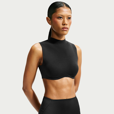NikeSKIMS Studio Stretch Hafif Destekli Balıkçı Yaka Kadın Spor Sütyeni görsel 3