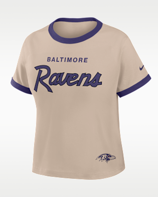 Женская футболка Baltimore Ravens Rewind Ringer Mod Nike NFL Cropped