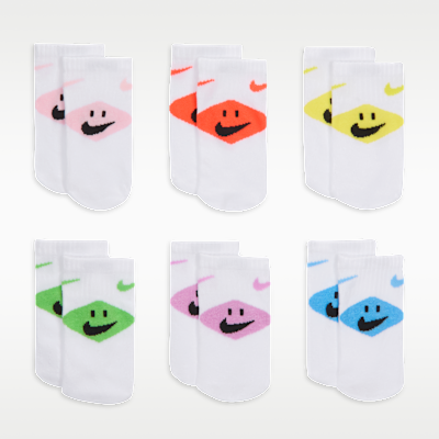 Calcetines al tobillo Smiley para bebé (12 a 24 meses) Nike (6 pares)