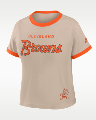 Женская футболка Cleveland Browns Rewind Ringer Mod Nike NFL Cropped
