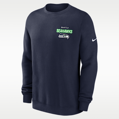 Seattle Seahawks Draw Block Club Men's Nike NFL Pullover Crew
