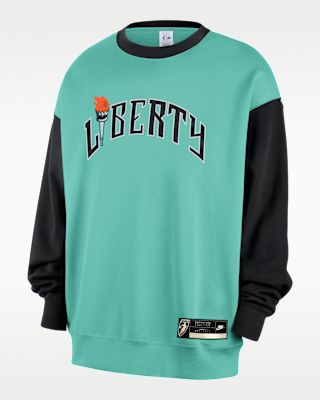 Женский свитшот New York Liberty Court Origins Nike WNBA Fleece Crew-Neck