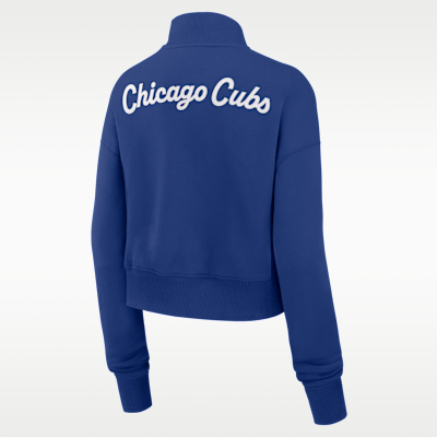 Sudadera de cuello redondo Nike de la MLB cropped de 1/4 de cierre para mujer Chicago Cubs Phoenix
