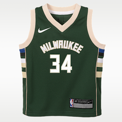 Jersey Nike NBA Swingman para niños pequeños (2T) Giannis Antetokounmpo Milwaukee Bucks Icon Edition