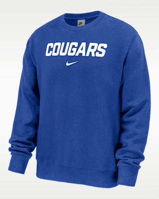 Мужской свитшот BYU Cougars Club Fleece Nike NCAA Pullover Crew-Neck