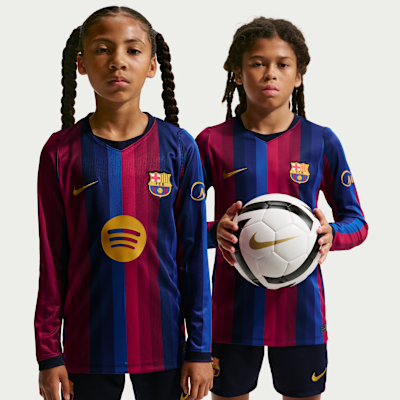 Nike Koszulka piłkarska z długim rękawem dla dużych dzieci Dri-FIT – replika FC Barcelona Stadium 2026/27 (wersja domowa)