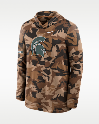 Мужские  Michigan State Military Appreciation Nike Dri-FIT College Long-Sleeve Hooded Top