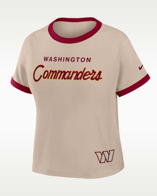 Женская футболка Washington Commanders Rewind Ringer Mod Nike NFL Cropped