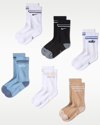 Unisex носки Nike Everyday Kids' Cushioned Crew Socks (6 Pairs)
