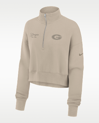 Женские Georgia Neutral Stance Collection Phoenix Nike College Oversized Cropped 1/4-Zip Crew