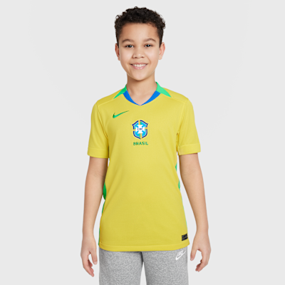 Jersey de fútbol Nike Dri-FIT Replica de Brasil (selección femenina) local 2025 Stadium para niños talla grande