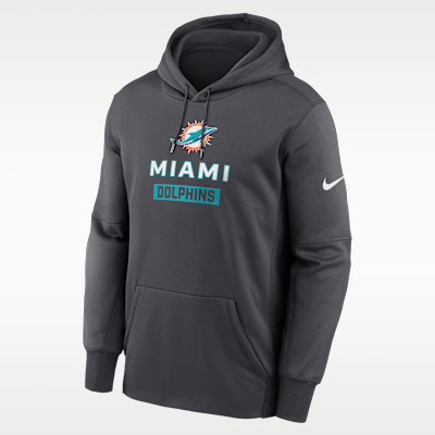 Sudadera con gorro sin cierre Nike Therma de la NFL para hombre Miami Dolphins Toss Sweep