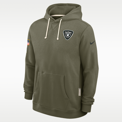 Sudadera con gorro sin cierre Nike Dri-FIT de la NFL para mujer Las Vegas Raiders Salute to Service Sideline Dominant Force