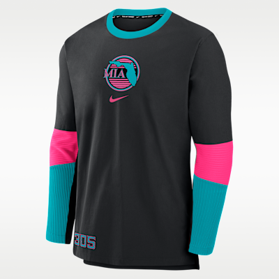 Chamarra sin cierre Nike Dri-FIT de la MLB para hombre Miami Marlins Authentic Collection City Connect Player