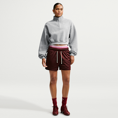 Nike Studio Fleece Orta Kalınlıkta Oversize Çeyrek Fermuarlı Crop Kadın Üstü görsel 4