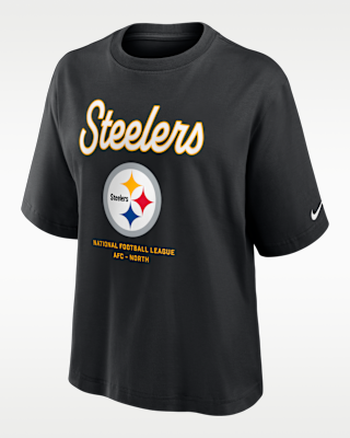 Женская футболка Pittsburgh Steelers Essential Script Boxy Nike NFL