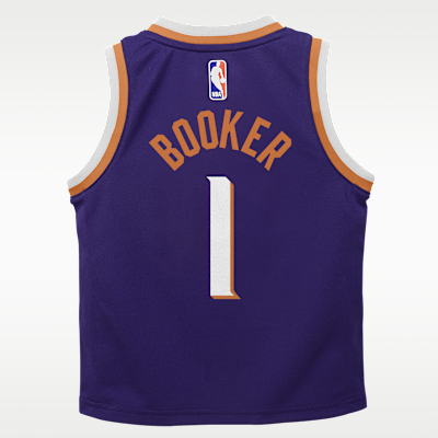 Jersey Nike NBA Swingman para niños talla pequeña Devin Booker Phoenix Suns Icon Edition