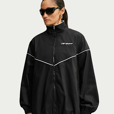 Nike Sportswear Women's Oversized Scalloped-Trim Poplin Track Jacket
