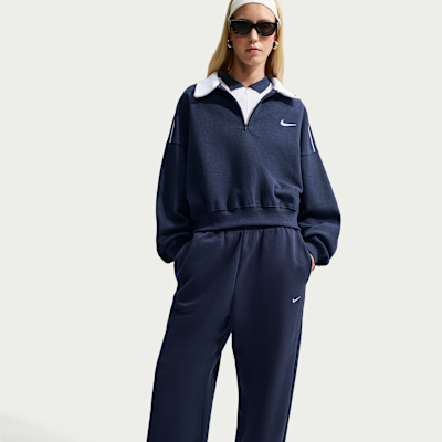 Nike Studio Fleece Orta Kalınlıkta Yüksek Belli Oversize Dar Paça Kadın Eşofman Altı görsel 4