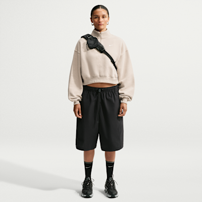 Nike Studio Fleece Orta Kalınlıkta Oversize Çeyrek Fermuarlı Crop Kadın Üstü görsel 4