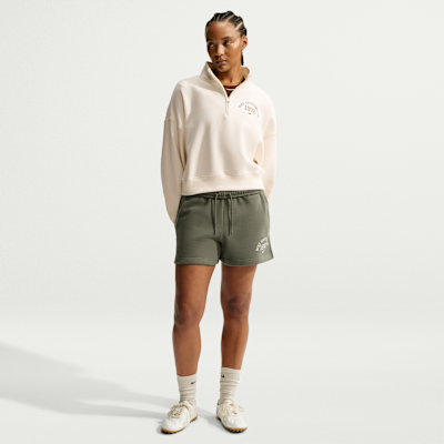 Nike Studio Fleece Orta Kalınlıkta Oversize Çeyrek Fermuarlı Crop Kadın Üstü görsel 4