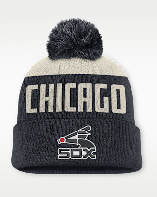Мужские Chicago White Sox Cooperstown Peak Nike MLB Cuffed Pom Beanie