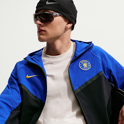 Nike Chelsea FC Tech Windrunner Nike Tam Boy Fermuarlı Dokuma Erkek Futbol Ceketi