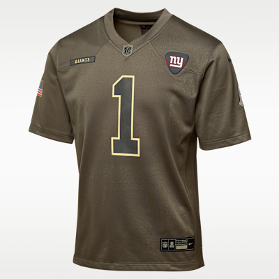 Jersey para niños talla grande Nike de la NFL Game de Malik Nabers de los New York Giants Salute to Service