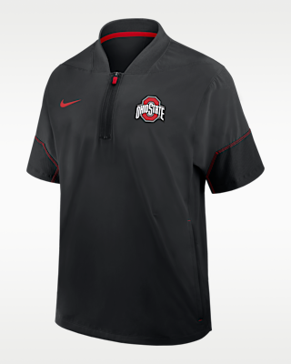 Мужская куртка Ohio State Sideline Coach Nike College 1/2-Zip Short-Sleeve Hooded