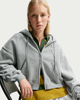Женское худи Nike Studio Fleece Medium Weight Oversized Full-Zip Cropped Hoodie