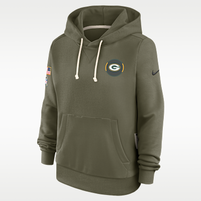 Sudadera con gorro sin cierre Nike Dri-FIT de la NFL para mujer Green Bay Packers Salute to Service Sideline