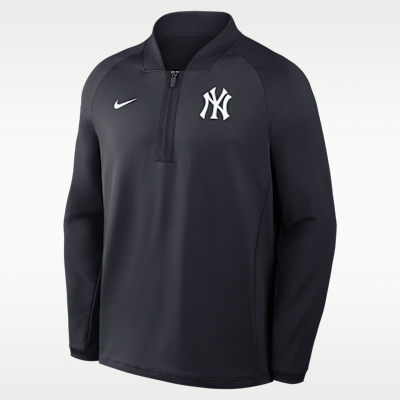 Playera de manga larga Nike Dri-FIT de la MLB de medio cierre para hombre New York Yankees Authentic Collection