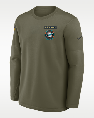 Мужские  Miami Dolphins Salute to Service Sideline Triumphant Win Coach Nike NFL Pullover Crew