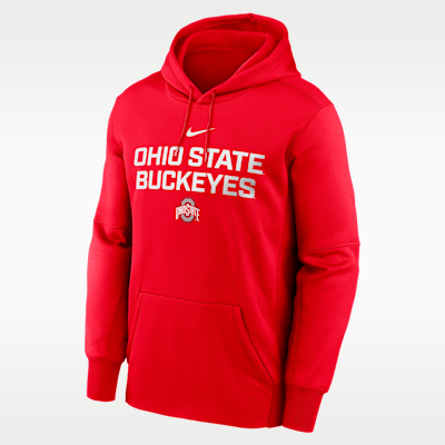Sudadera con gorro sin cierre universitaria Nike Therma para hombre Ohio State Team Stacked