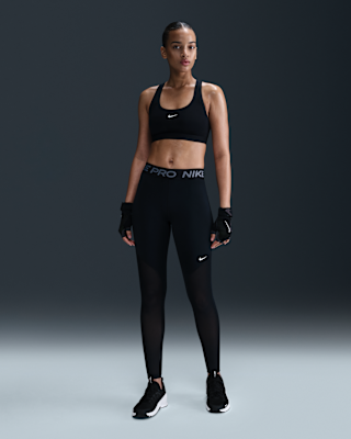 Nike Pro Women's Mid-Rise Full-Length Mesh-Paneled Leggings