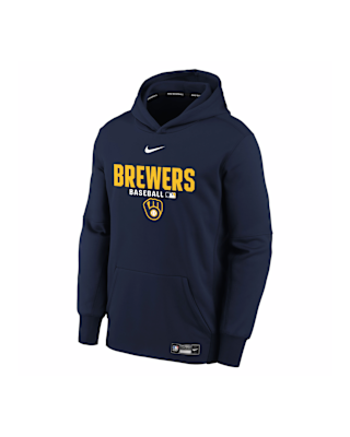 Детское худи Milwaukee Brewers Authentic Collection Big Kids' Nike Therma-FIT MLB Pullover Hoodie