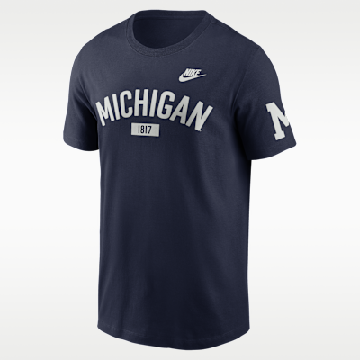Playera universitaria Nike para hombre Michigan Legacy Arch 2-Hit