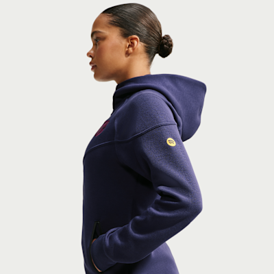Nike FC Barcelona Tech Fleece Windrunner Tam Boy Fermuarlı Nike Football Kadın Kapüşonlu Üstü görsel 2