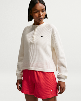 Женские  Nike Sportswear Chill Waffle Oversized Long-Sleeve Henley Top