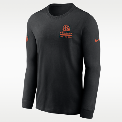 Playera de manga larga Nike Dri-FIT de la NFL para hombre Cincinnati Bengals Sideline Team Issue