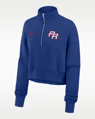 Женские  Puerto Rico National Baseball Team 2026 World Baseball Classic Nike Cropped 1/2-Zip Crew