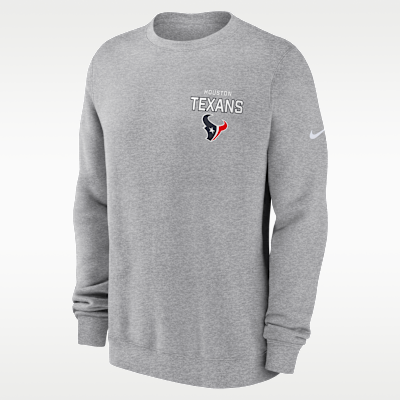 Sudadera de cuello redondo sin cierre Nike de la NFL para hombre Houston Texans Draw Block Club