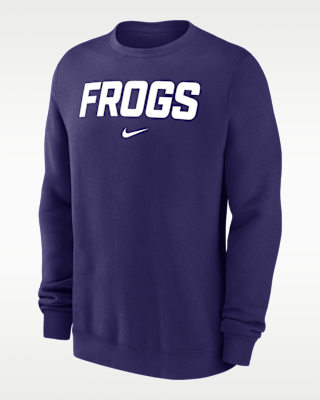Мужской свитшот TCU Horned Frogs Club Fleece Nike NCAA Pullover Crew-Neck
