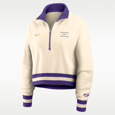 LSU Legacy Women's Nike College Cropped 1/4-Zip Crew