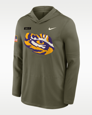 Мужские  LSU 2025 Military Appreciation Nike Dri-FIT College Long-Sleeve Hooded Top